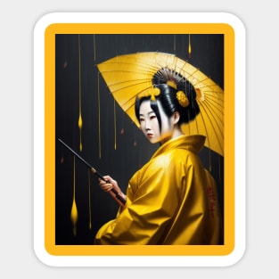 Geisha in a yellow world Sticker